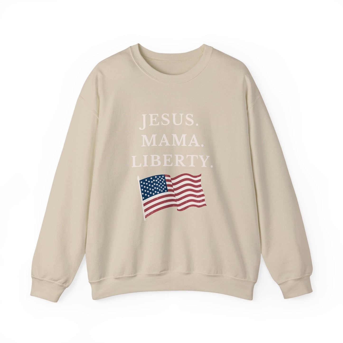 Patriotic Crewneck Sweatshirt - Jesus, Mama, Liberty