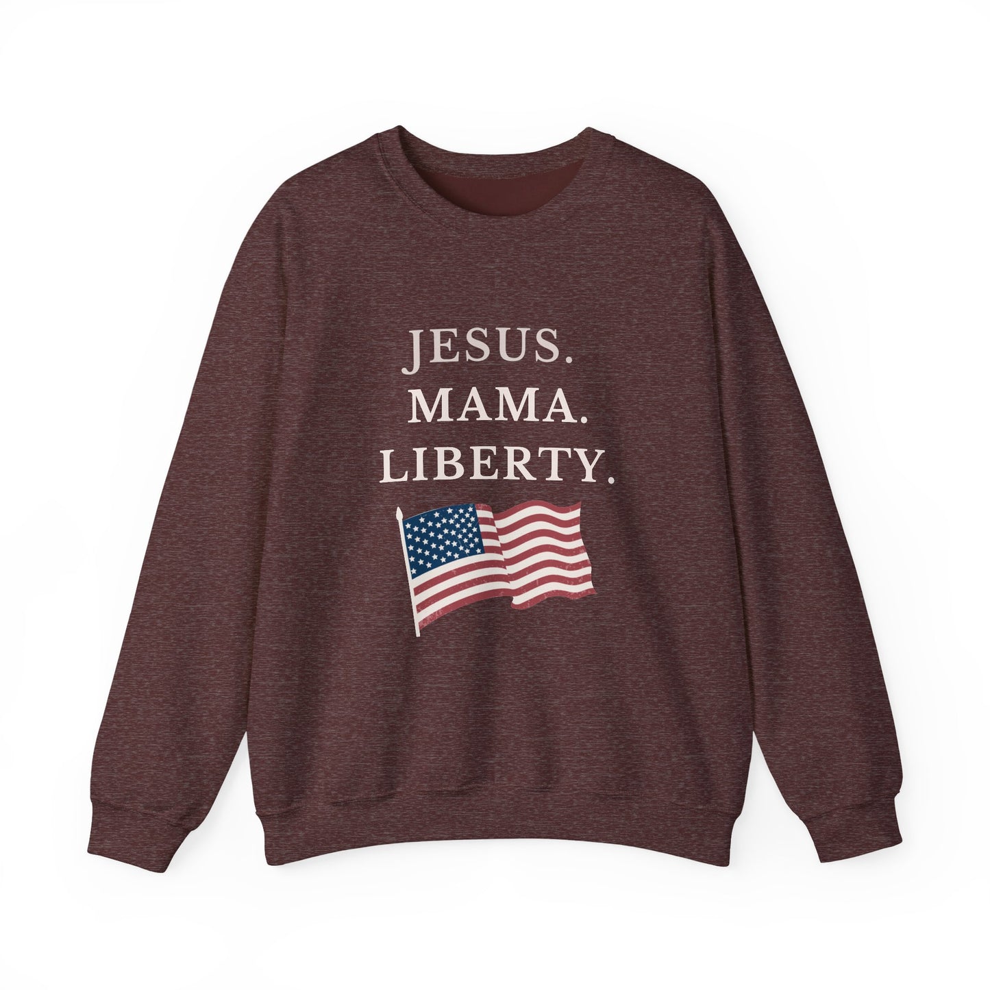 Patriotic Crewneck Sweatshirt - Jesus, Mama, Liberty