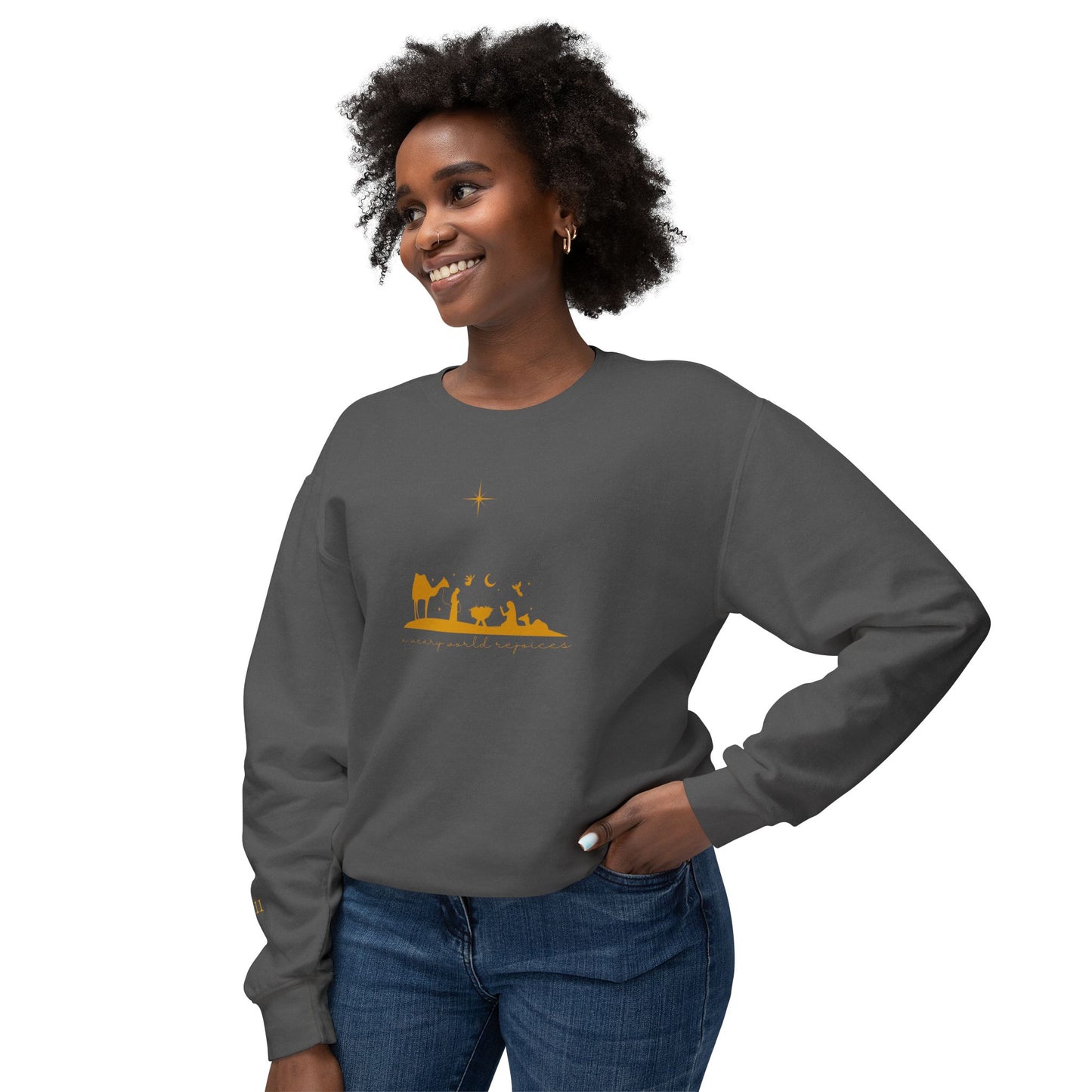 Christmas Unisex Lightweight Crewneck long sleeve - A Weary World Rejoices