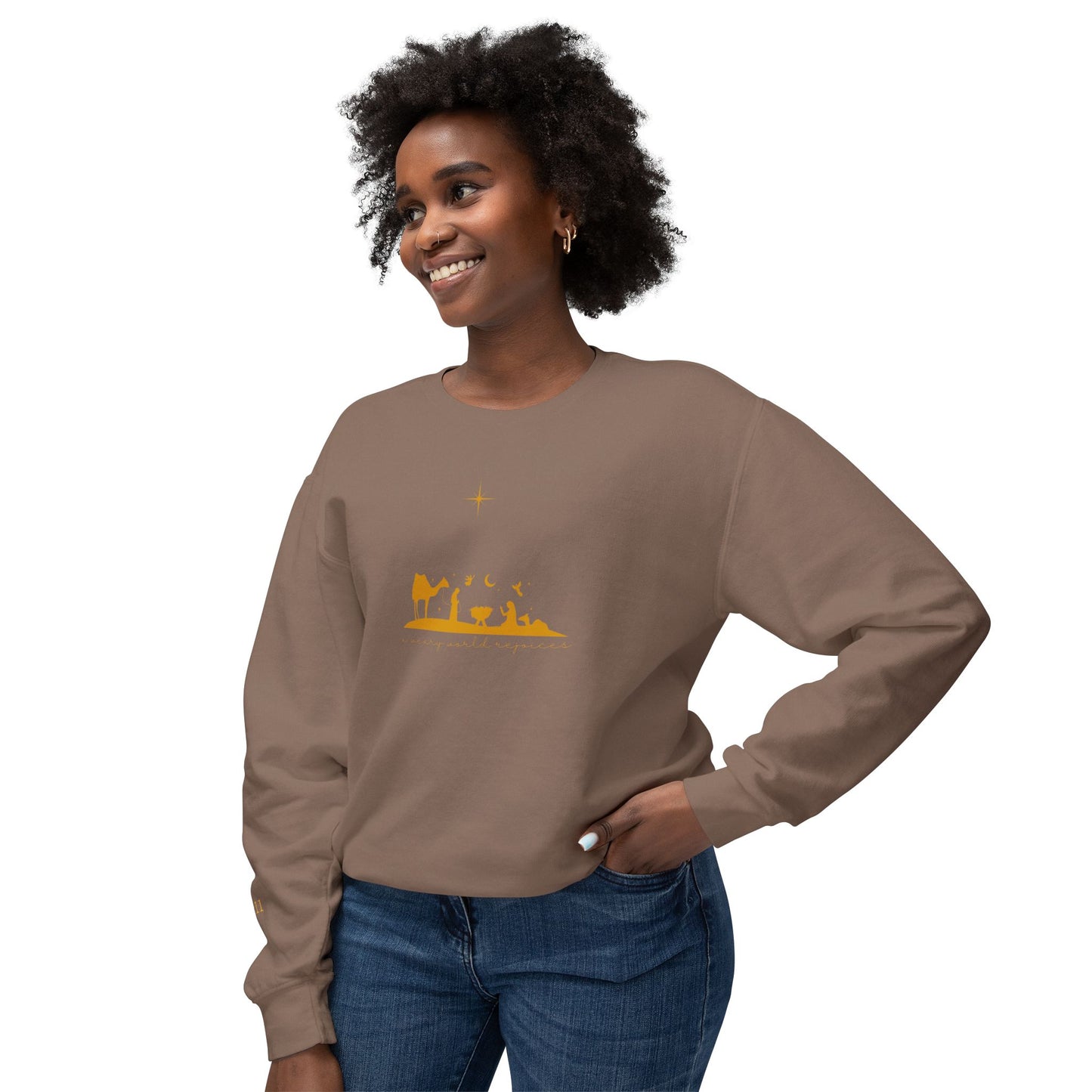 Christmas Unisex Lightweight Crewneck long sleeve - A Weary World Rejoices