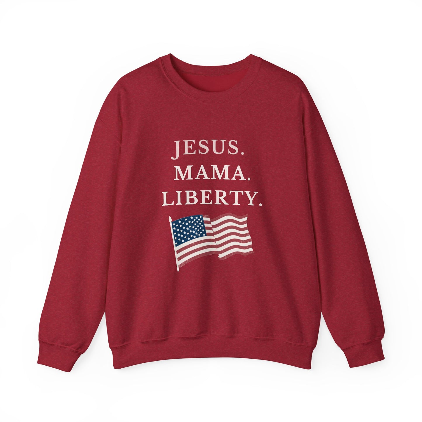 Patriotic Crewneck Sweatshirt - Jesus, Mama, Liberty