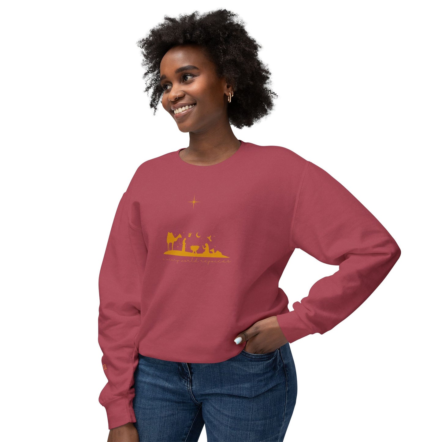 Christmas Unisex Lightweight Crewneck long sleeve - A Weary World Rejoices